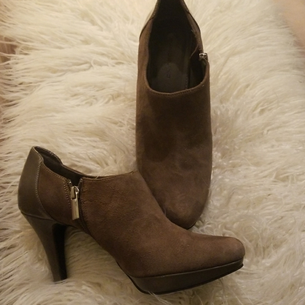 Taupe Suede Patent Leather Bootie